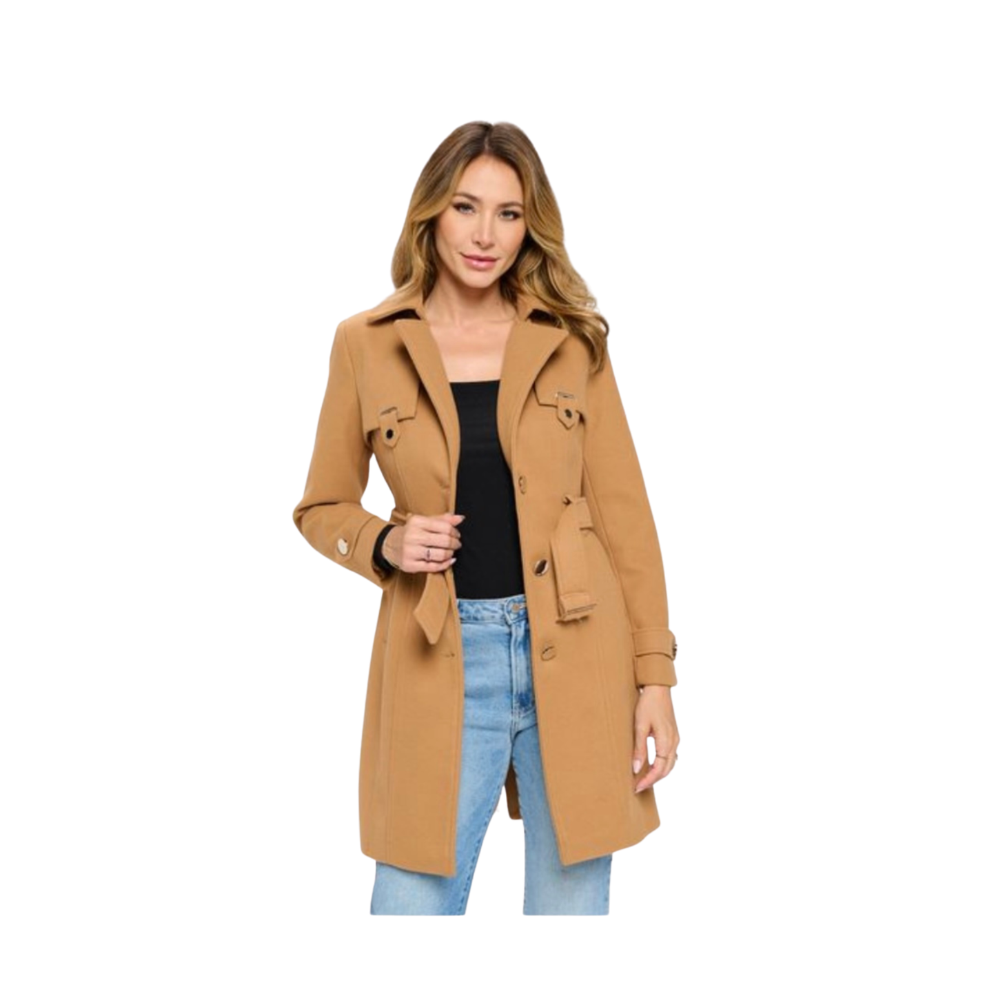 Belted Mid-Length Trench Coat