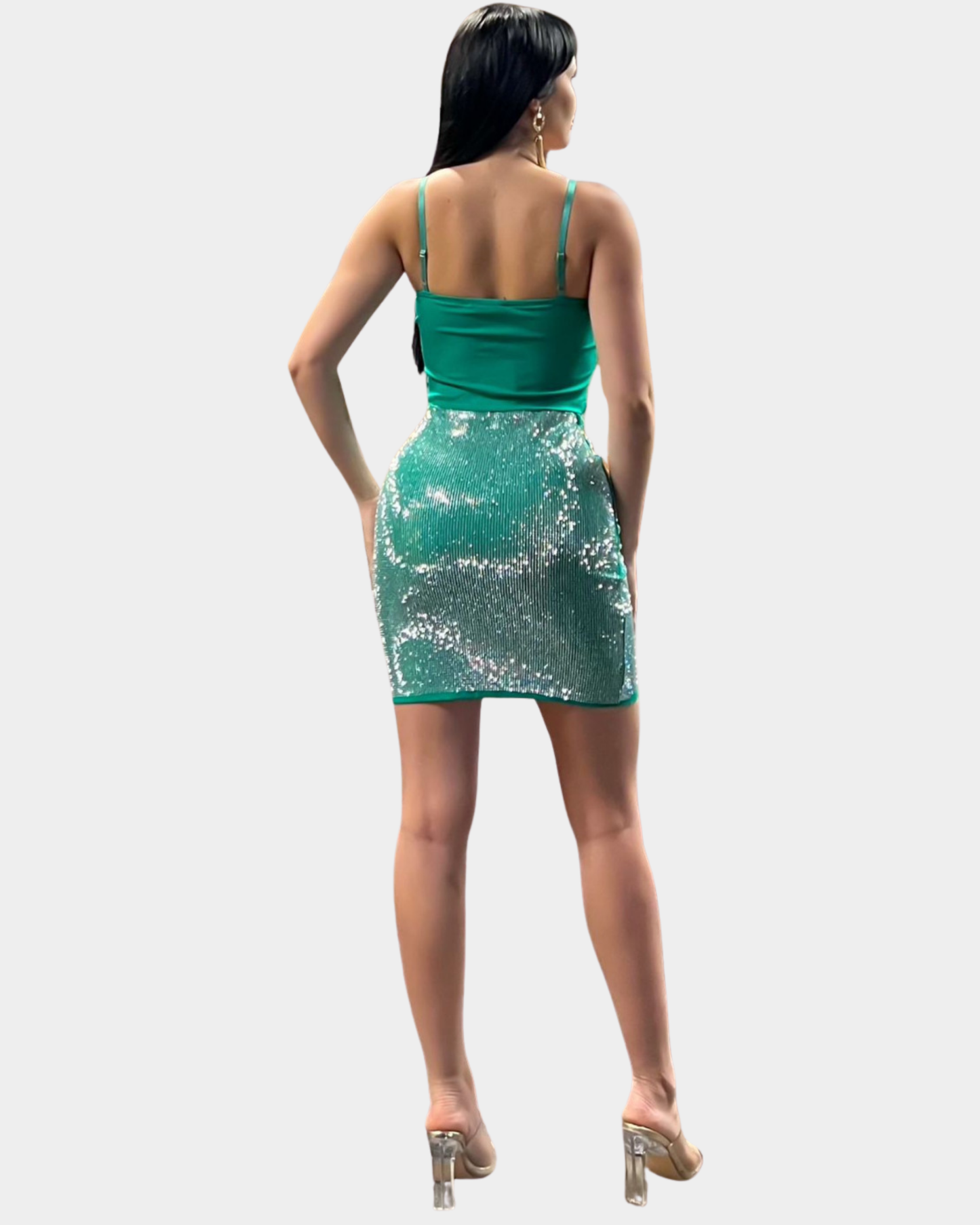 Set Brillante Verde Esmeralda – Top y Falda